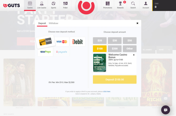 Guts payment methods and cashier.