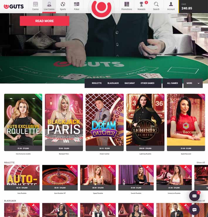 Guts Live Casino.